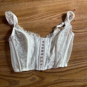 unlined lace up corset top white victorias secret NWT